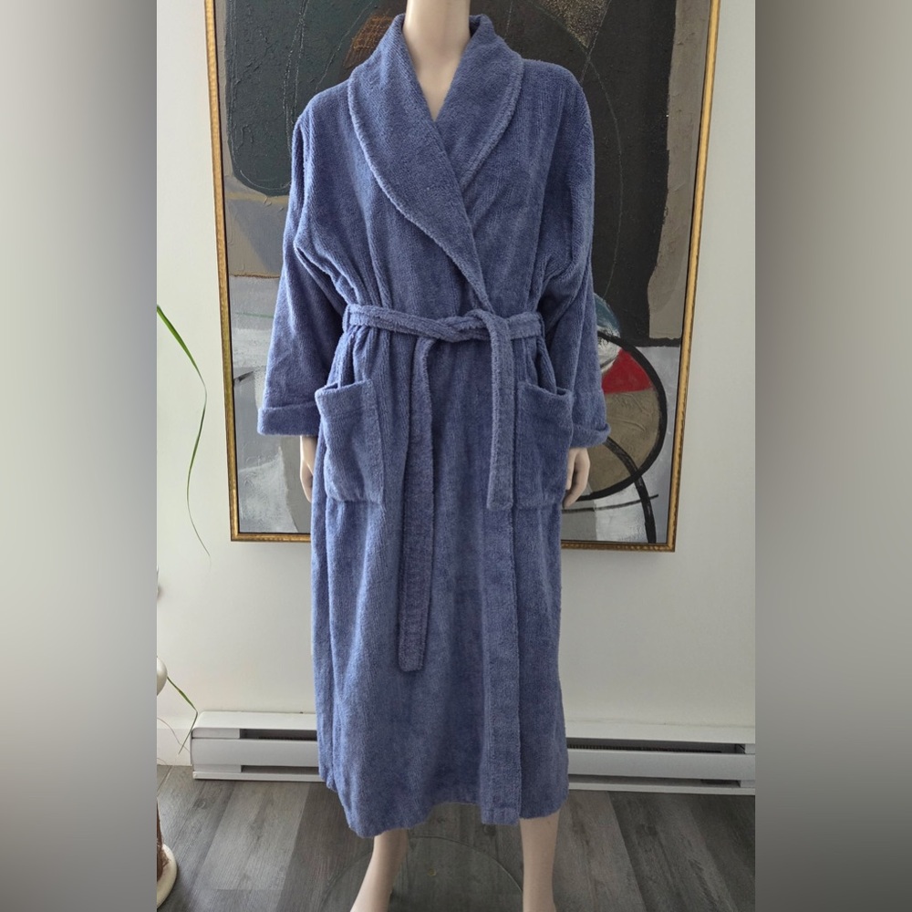 Plush Blue Ankle-Length Robe